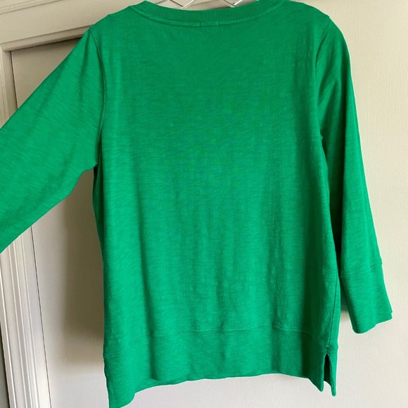 J. Crew Cotton Top 3/4 Long Sleeve Sweatshirt Tee Green Size S - Picture 8 of 9